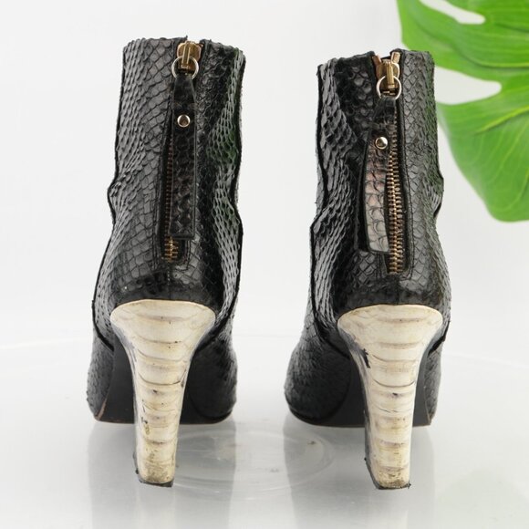 And Other Stories Womens Boots Size 39 8 Black Python Pointed Block Heel Italy - Picture 4 of 14